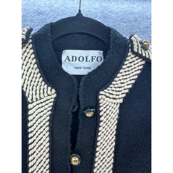 VTG Adolfo New York Women's sz Sm (see descr*) Wool Gold Buttons Cropped Blazer - Picture 3 of 13